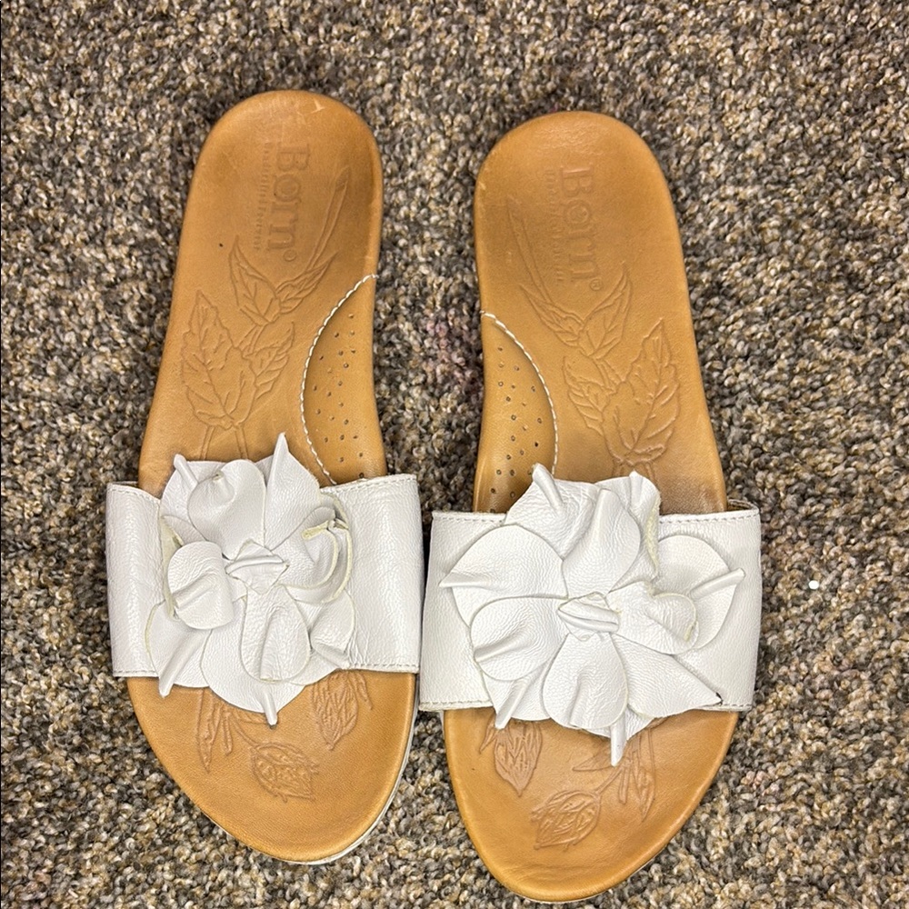 Born White Sandals with Bow Detail
